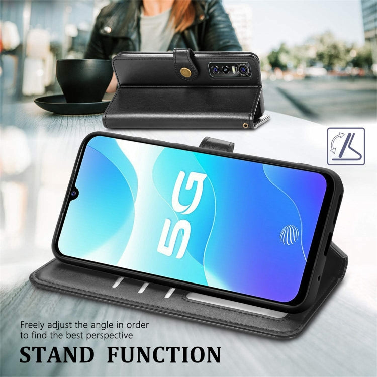 For vivo S7e Solid Color Leather Buckle Phone Case