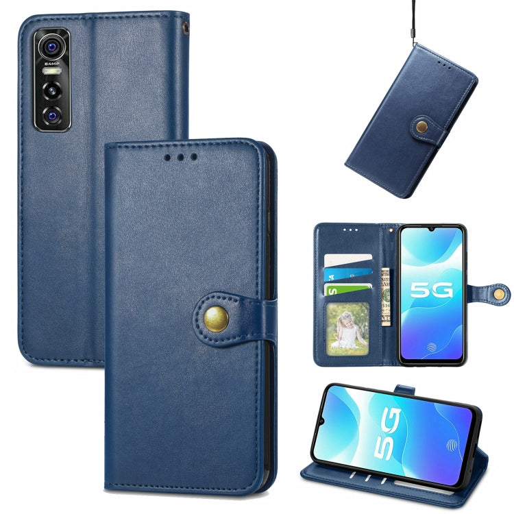 For vivo S7e Solid Color Leather Buckle Phone Case