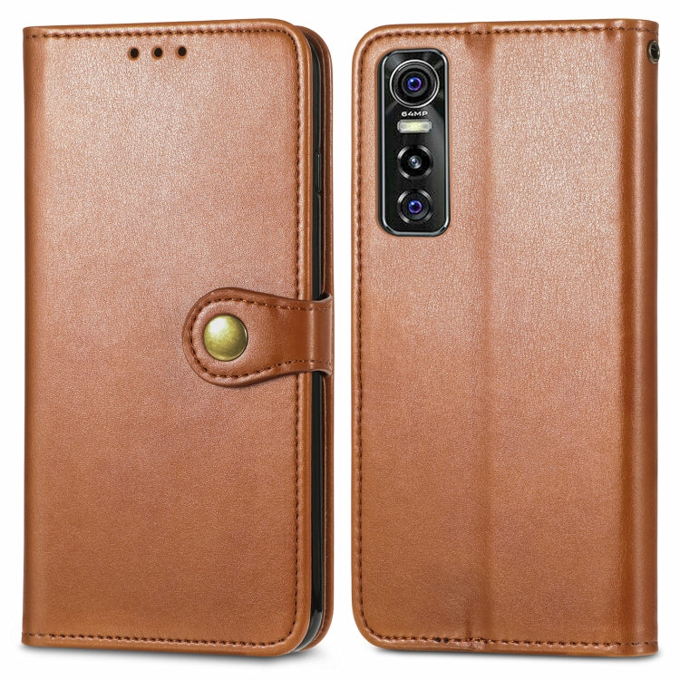 For vivo S7e Solid Color Leather Buckle Phone Case