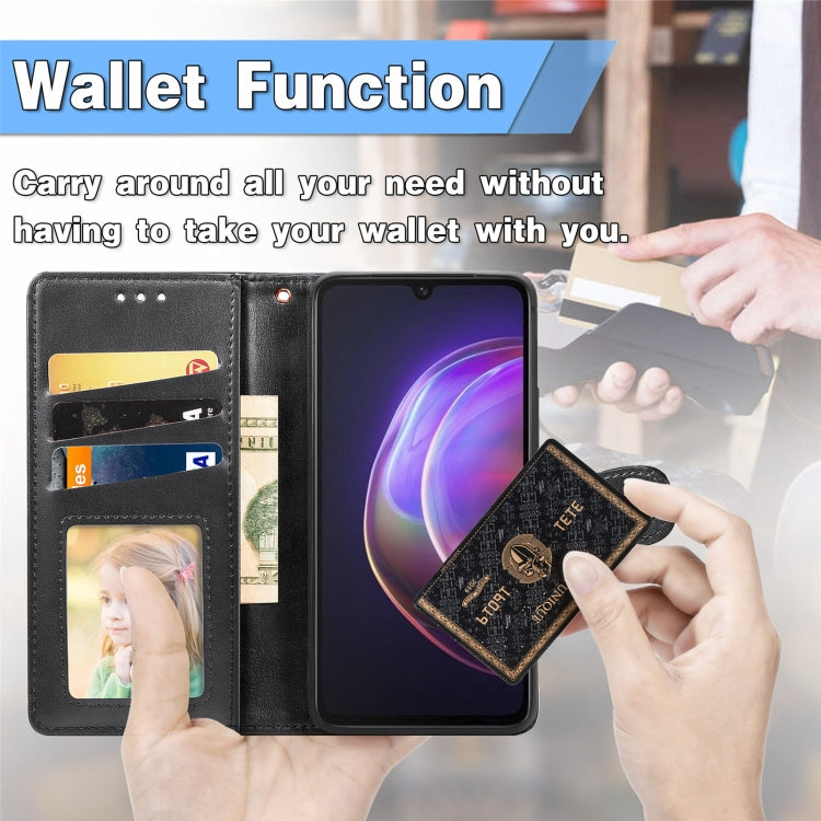 For vivo V21 5G Solid Color Leather Buckle Phone Case with Lanyard & Photo Frame & Card Slot & Wallet & Stand Function
