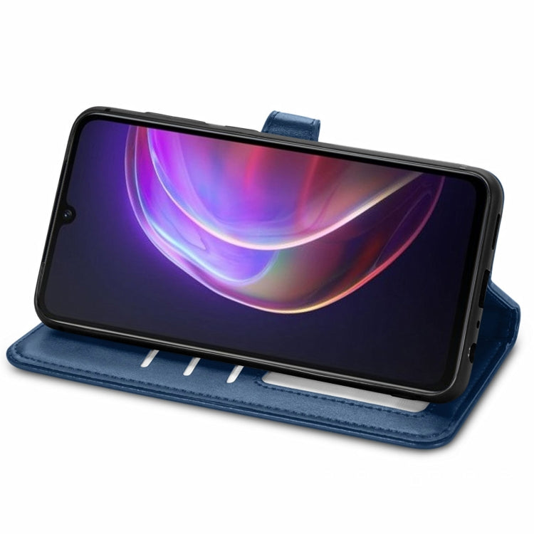 For vivo V21 5G Solid Color Leather Buckle Phone Case with Lanyard & Photo Frame & Card Slot & Wallet & Stand Function