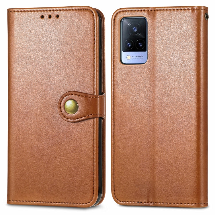 For vivo V21 5G Solid Color Leather Buckle Phone Case with Lanyard & Photo Frame & Card Slot & Wallet & Stand Function