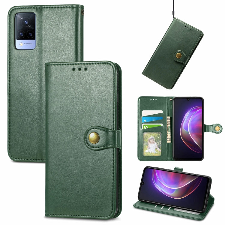 For vivo V21 5G Solid Color Leather Buckle Phone Case with Lanyard & Photo Frame & Card Slot & Wallet & Stand Function
