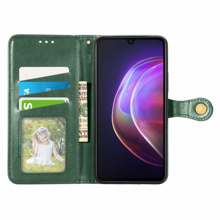 For vivo V21 5G Solid Color Leather Buckle Phone Case with Lanyard & Photo Frame & Card Slot & Wallet & Stand Function
