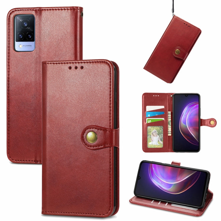 For vivo V21 5G Solid Color Leather Buckle Phone Case with Lanyard & Photo Frame & Card Slot & Wallet & Stand Function