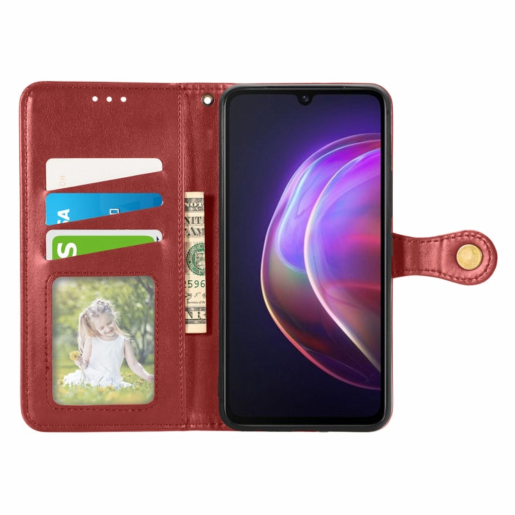 For vivo V21 5G Solid Color Leather Buckle Phone Case with Lanyard & Photo Frame & Card Slot & Wallet & Stand Function