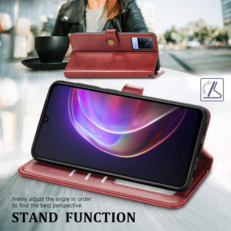 For vivo V21 5G Solid Color Leather Buckle Phone Case with Lanyard & Photo Frame & Card Slot & Wallet & Stand Function