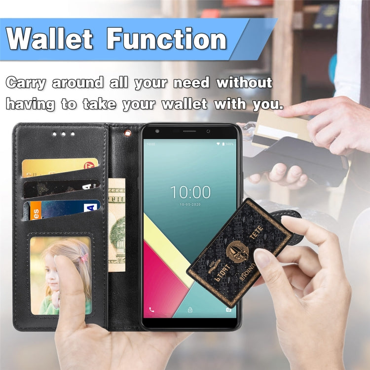 For Wiko Y61 Solid Color Leather Buckle Phone Case with Lanyard & Photo Frame & Card Slot & Wallet & Stand Function