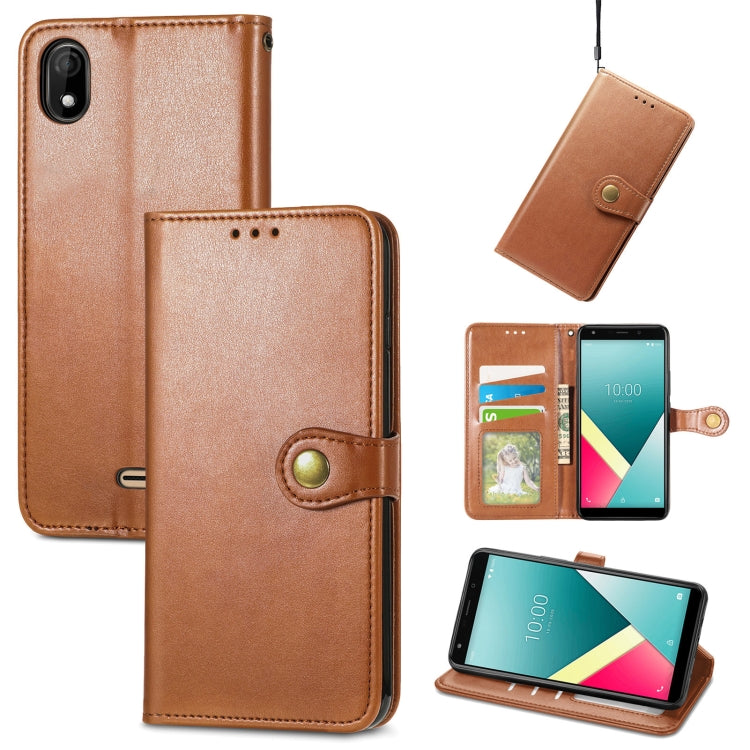 For Wiko Y61 Solid Color Leather Buckle Phone Case with Lanyard & Photo Frame & Card Slot & Wallet & Stand Function