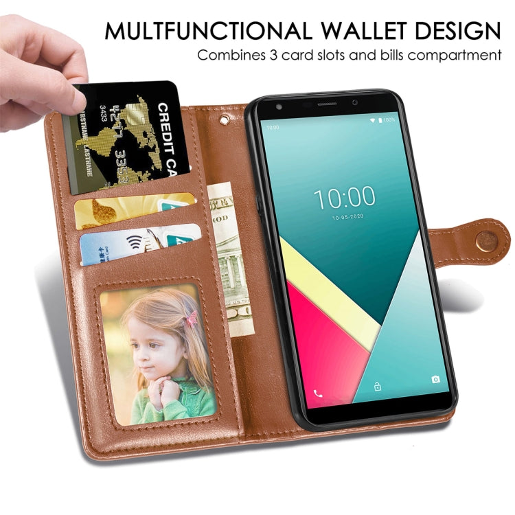 For Wiko Y61 Solid Color Leather Buckle Phone Case with Lanyard & Photo Frame & Card Slot & Wallet & Stand Function