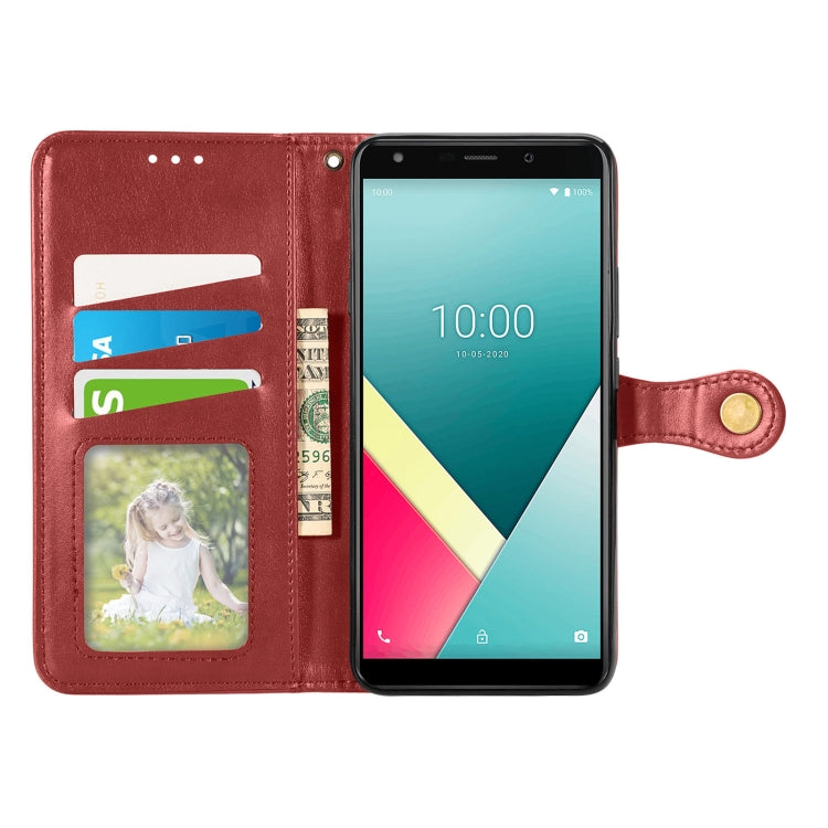 For Wiko Y61 Solid Color Leather Buckle Phone Case with Lanyard & Photo Frame & Card Slot & Wallet & Stand Function