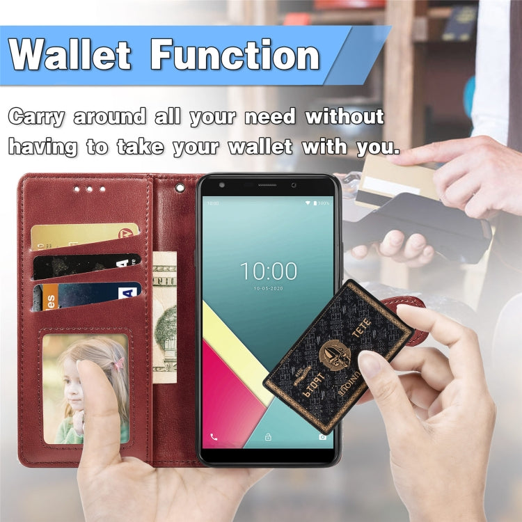 For Wiko Y61 Solid Color Leather Buckle Phone Case with Lanyard & Photo Frame & Card Slot & Wallet & Stand Function