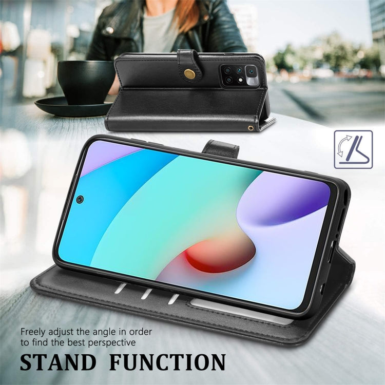 For Xiaomi Redmi 10 Solid Color Leather Buckle Phone Case with Lanyard & Photo Frame & Card Slot & Wallet & Stand Function