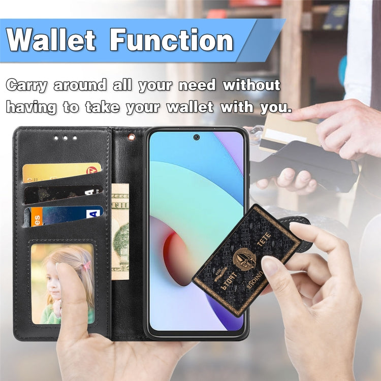 For Xiaomi Redmi 10 Solid Color Leather Buckle Phone Case with Lanyard & Photo Frame & Card Slot & Wallet & Stand Function