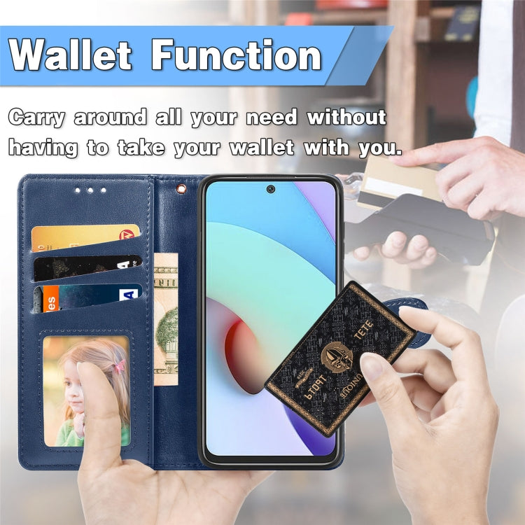 For Xiaomi Redmi 10 Solid Color Leather Buckle Phone Case with Lanyard & Photo Frame & Card Slot & Wallet & Stand Function