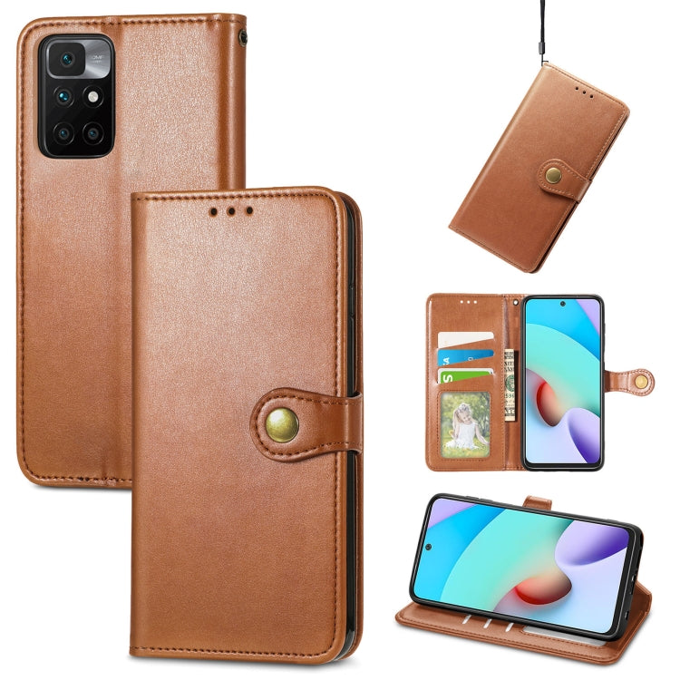 For Xiaomi Redmi 10 Solid Color Leather Buckle Phone Case with Lanyard & Photo Frame & Card Slot & Wallet & Stand Function