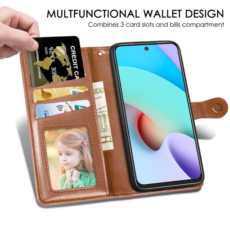 For Xiaomi Redmi 10 Solid Color Leather Buckle Phone Case with Lanyard & Photo Frame & Card Slot & Wallet & Stand Function