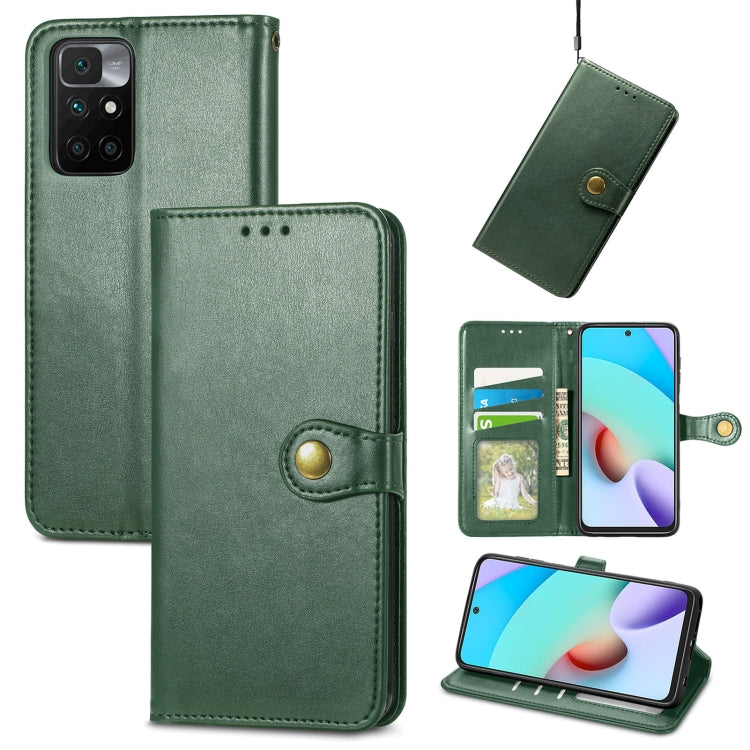 For Xiaomi Redmi 10 Solid Color Leather Buckle Phone Case with Lanyard & Photo Frame & Card Slot & Wallet & Stand Function
