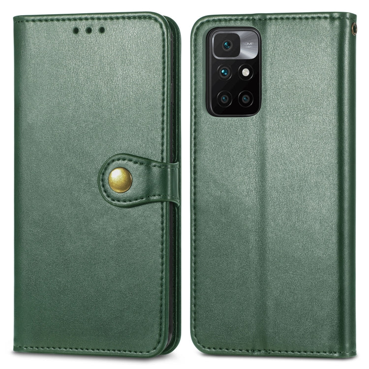 For Xiaomi Redmi 10 Solid Color Leather Buckle Phone Case with Lanyard & Photo Frame & Card Slot & Wallet & Stand Function