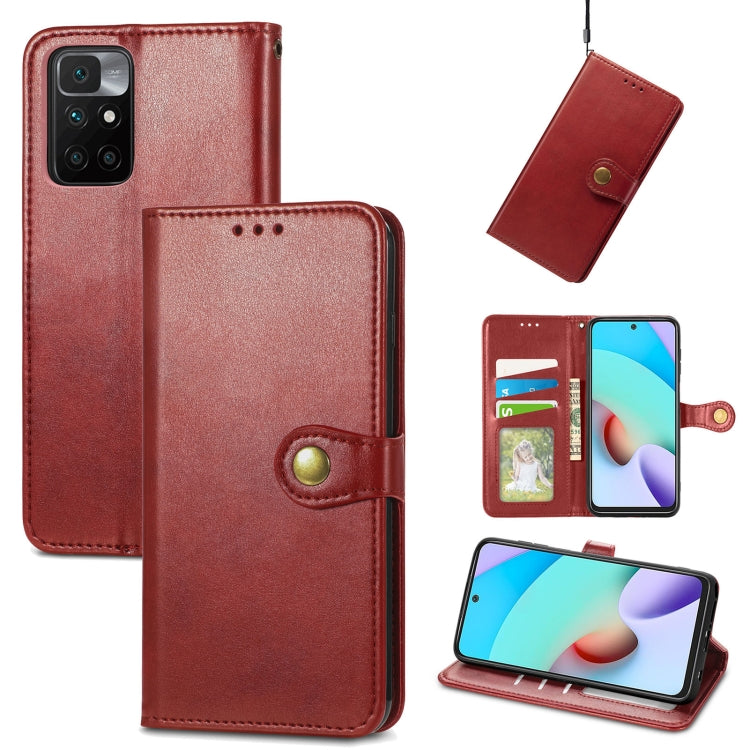 For Xiaomi Redmi 10 Solid Color Leather Buckle Phone Case with Lanyard & Photo Frame & Card Slot & Wallet & Stand Function