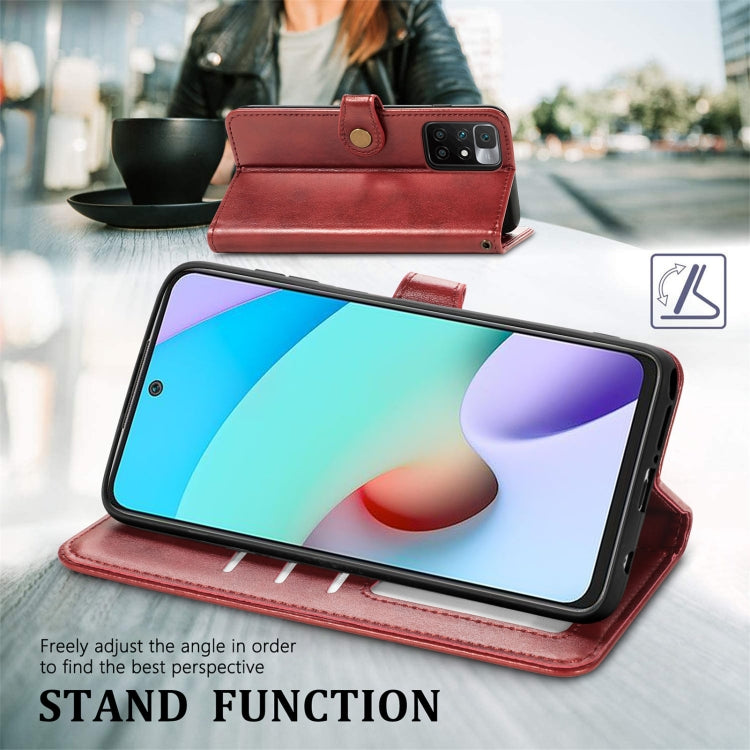 For Xiaomi Redmi 10 Solid Color Leather Buckle Phone Case with Lanyard & Photo Frame & Card Slot & Wallet & Stand Function