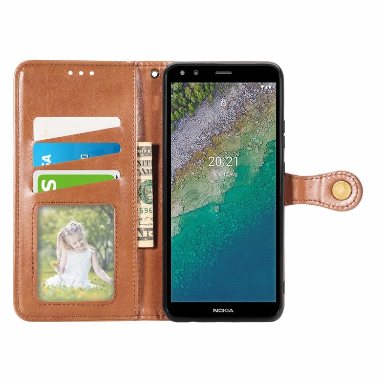 For Nokia C01 Plus Solid Color Leather Buckle Phone Case with Lanyard & Photo Frame & Card Slot & Wallet & Stand Function