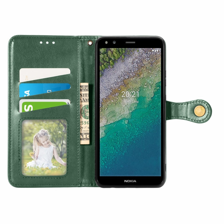 For Nokia C01 Plus Solid Color Leather Buckle Phone Case with Lanyard & Photo Frame & Card Slot & Wallet & Stand Function