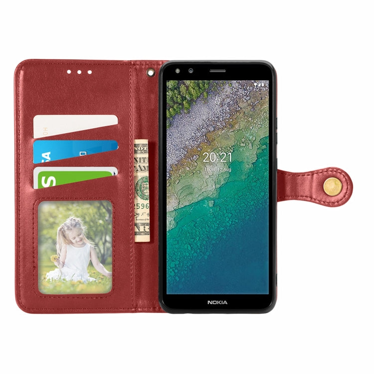 For Nokia C01 Plus Solid Color Leather Buckle Phone Case with Lanyard & Photo Frame & Card Slot & Wallet & Stand Function