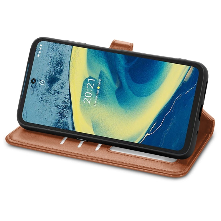 For Nokia XR 20 Solid Color Leather Buckle Phone Case with Lanyard & Photo Frame & Card Slot & Wallet & Stand Function