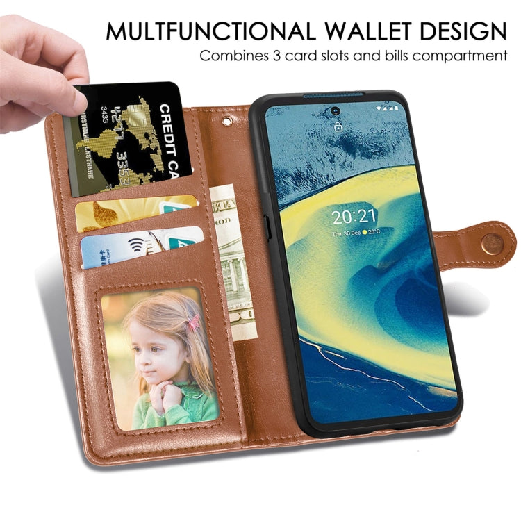 For Nokia XR 20 Solid Color Leather Buckle Phone Case with Lanyard & Photo Frame & Card Slot & Wallet & Stand Function