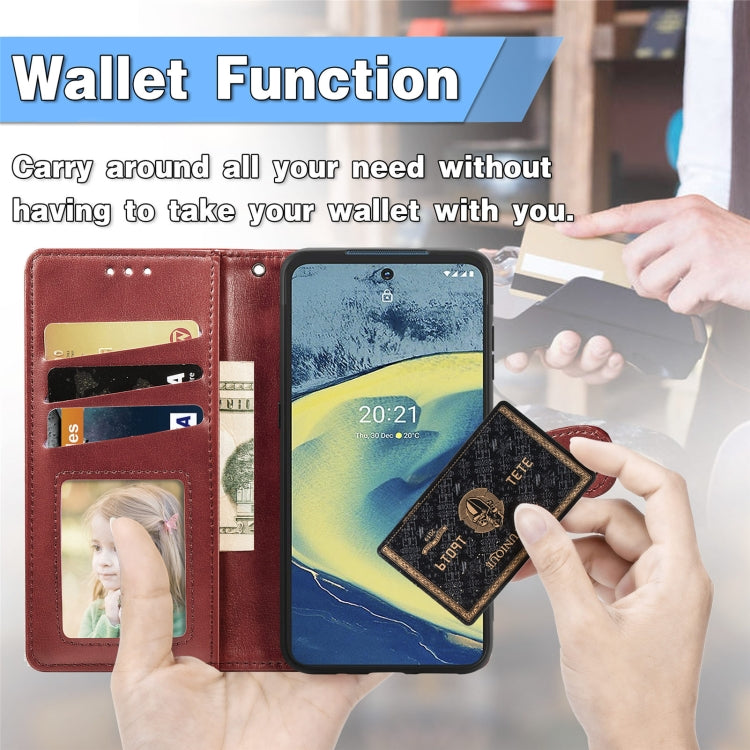 For Nokia XR 20 Solid Color Leather Buckle Phone Case with Lanyard & Photo Frame & Card Slot & Wallet & Stand Function