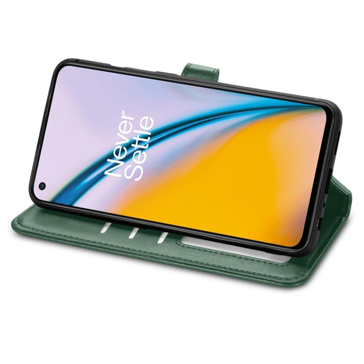 For OnePlus Nord 2 Solid Color Leather Buckle Phone Case with Lanyard & Photo Frame & Card Slot & Wallet & Stand Function