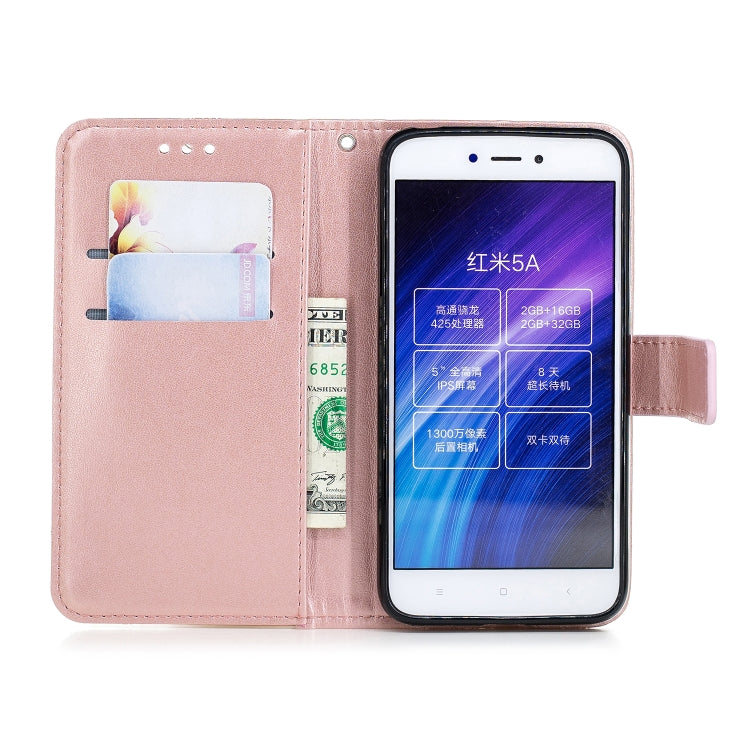 Diamond Encrusted Butterflies Love Flowers Pattern Horizontal Flip Leather Case for Xiaomi Redmi 5A , with Holder & Card Slots & Wallet & Lanyard