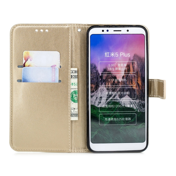 Plus Diamond Encrusted Butterflies Love Flowers Pattern Horizontal Flip Leather Case for Xiaomi Redmi 5 , with Holder & Card Slots & Wallet & Lanyard