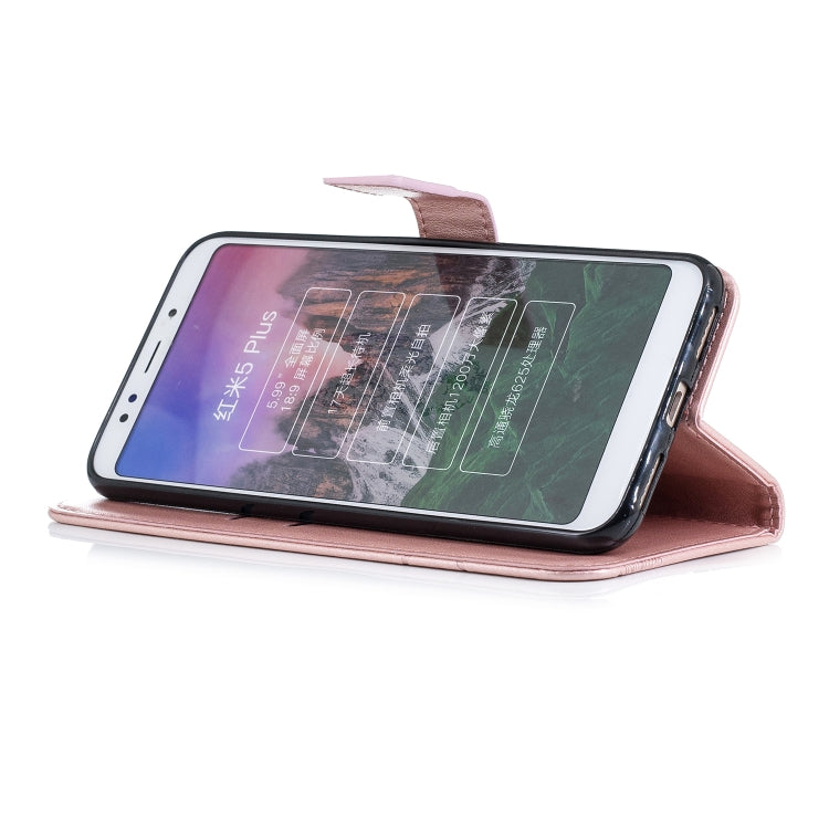 Plus Diamond Encrusted Butterflies Love Flowers Pattern Horizontal Flip Leather Case for Xiaomi Redmi 5 , with Holder & Card Slots & Wallet & Lanyard