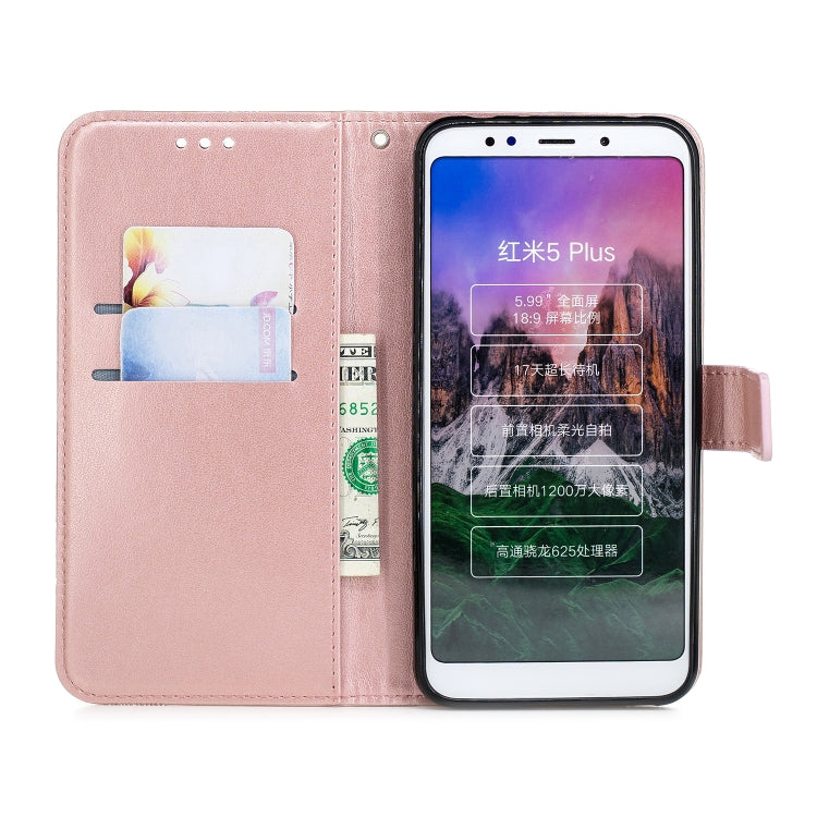 Plus Diamond Encrusted Butterflies Love Flowers Pattern Horizontal Flip Leather Case for Xiaomi Redmi 5 , with Holder & Card Slots & Wallet & Lanyard