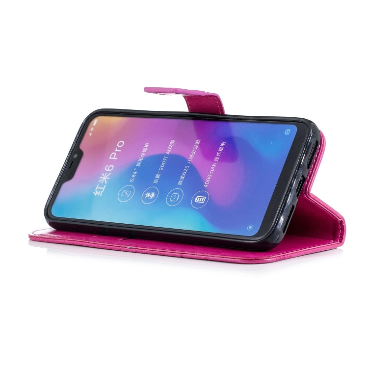 Diamond Encrusted Butterflies Love Flowers Pattern Horizontal Flip Leather Case for Xiaomi Redmi Note 6 Pro , with Holder & Card Slots & Wallet & Lanyard