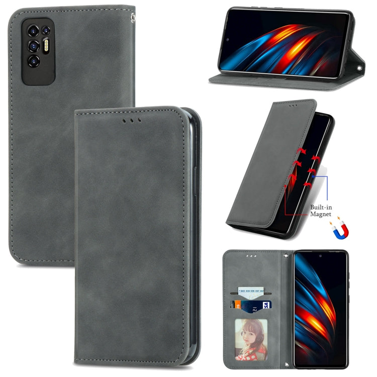 For TECNO Pova 2 Retro Skin Feel Business Magnetic Horizontal Flip Leather Case with Holder & Card Slots & Wallet & Photo Frame
