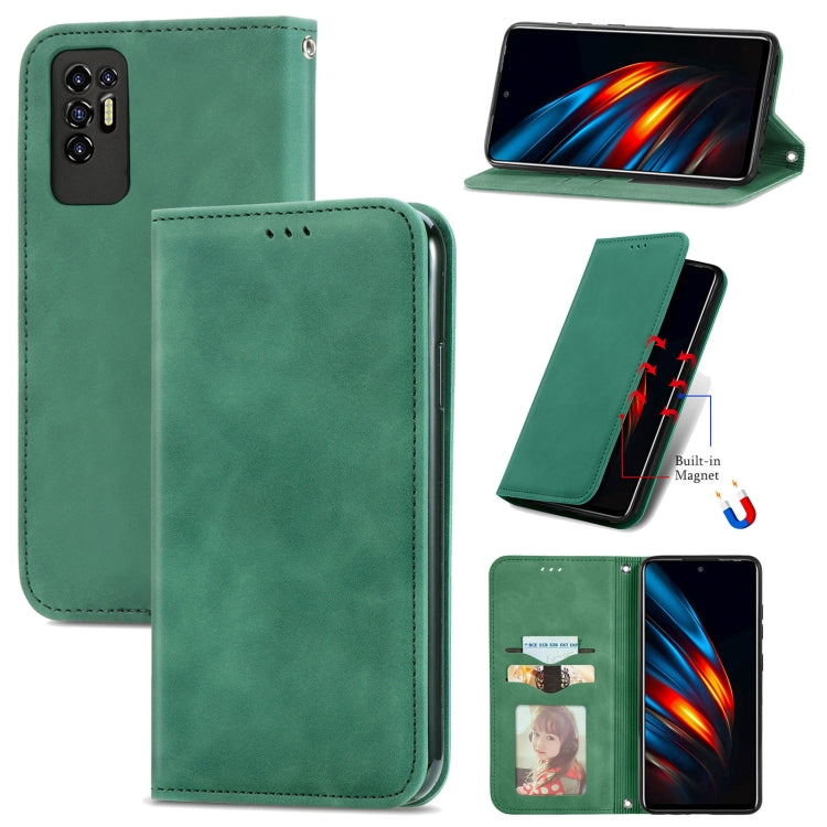 For TECNO Pova 2 Retro Skin Feel Business Magnetic Horizontal Flip Leather Case with Holder & Card Slots & Wallet & Photo Frame