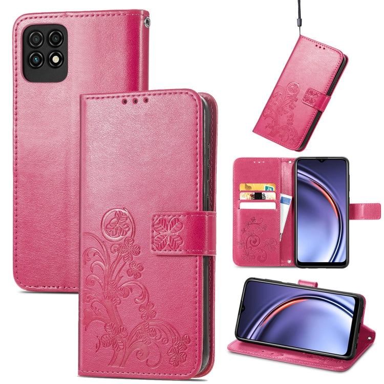 For Huawei Maimang 10 SE Four-leaf Clasp Embossed Buckle Mobile Phone Protection Leather Case with Lanyard & Card Slot & Wallet & Bracket Function