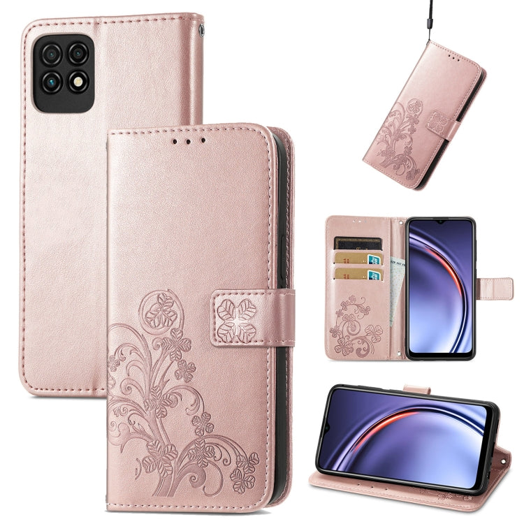 For Huawei Maimang 10 SE Four-leaf Clasp Embossed Buckle Mobile Phone Protection Leather Case with Lanyard & Card Slot & Wallet & Bracket Function