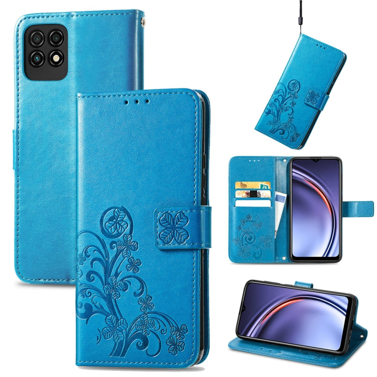 For Huawei Maimang 10 SE Four-leaf Clasp Embossed Buckle Mobile Phone Protection Leather Case with Lanyard & Card Slot & Wallet & Bracket Function