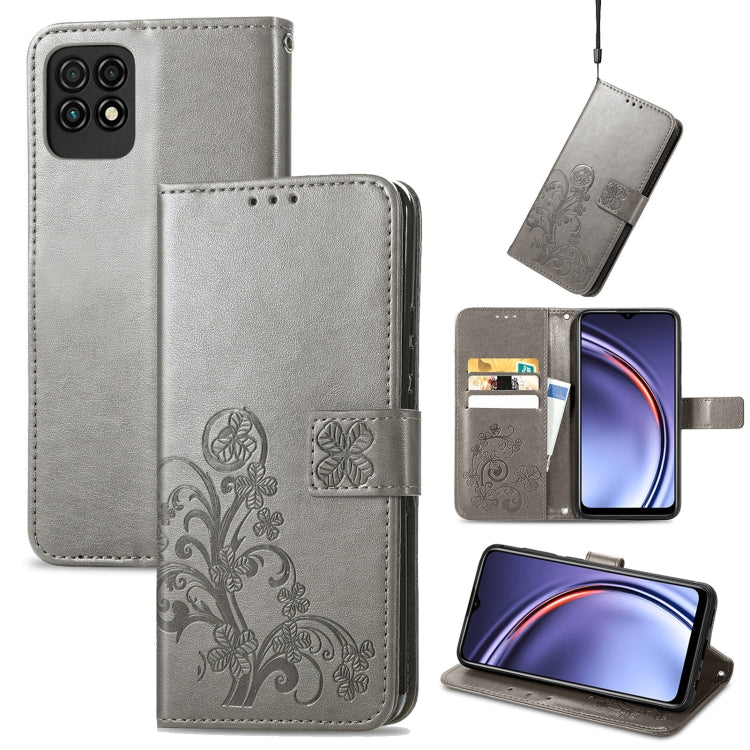 For Huawei Maimang 10 SE Four-leaf Clasp Embossed Buckle Mobile Phone Protection Leather Case with Lanyard & Card Slot & Wallet & Bracket Function
