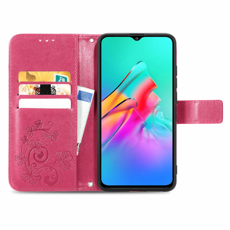 For Infinix Smart 5 Four-leaf Clasp Embossed Buckle Mobile Phone Protection Leather Case with Lanyard & Card Slot & Wallet & Bracket Function