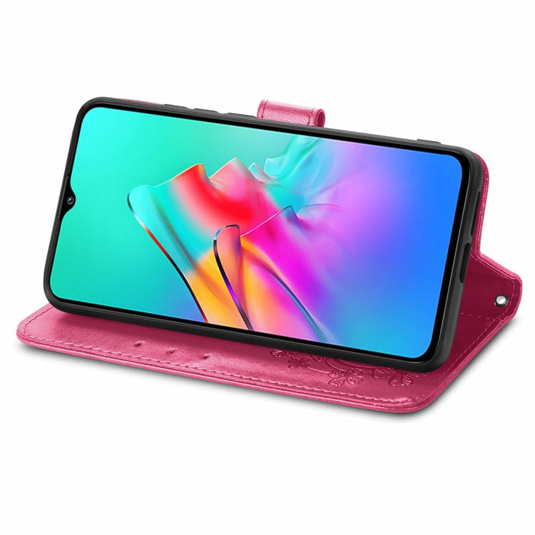 For Infinix Smart 5 Four-leaf Clasp Embossed Buckle Mobile Phone Protection Leather Case with Lanyard & Card Slot & Wallet & Bracket Function