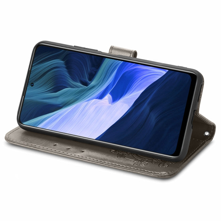 For Infinix Note 10 Four-leaf Clasp Embossed Buckle Mobile Phone Protection Leather Case with Lanyard & Card Slot & Wallet & Bracket Function