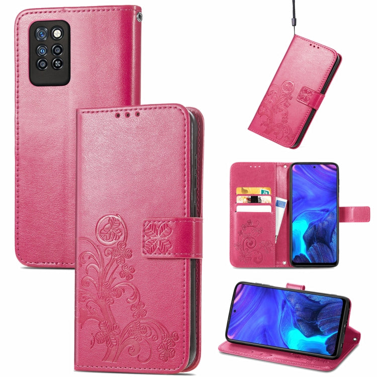 For Infinix Note 10 Pro Four-leaf Clasp Embossed Buckle Mobile Phone Protection Leather Case with Lanyard & Card Slot & Wallet & Bracket Function