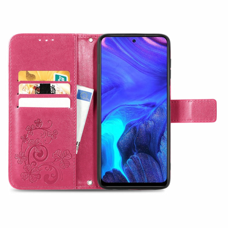 For Infinix Note 10 Pro Four-leaf Clasp Embossed Buckle Mobile Phone Protection Leather Case with Lanyard & Card Slot & Wallet & Bracket Function