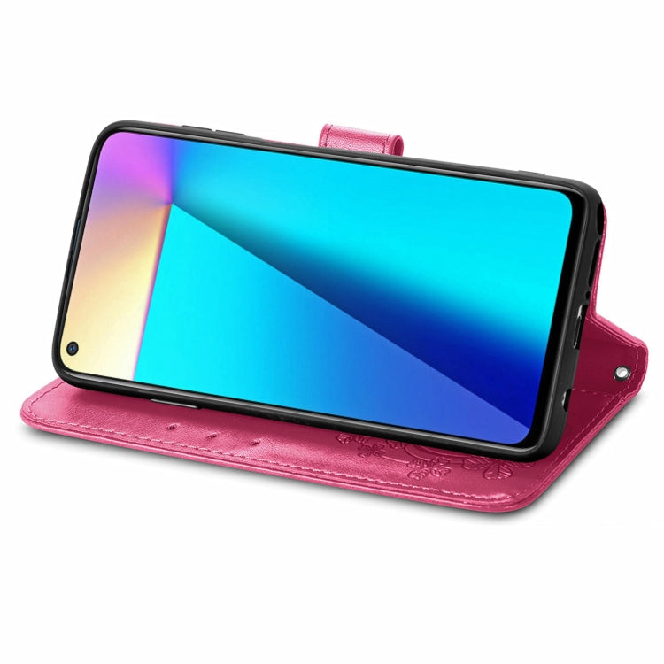 For Infinix Note 7 Four-leaf Clasp Embossed Buckle Mobile Phone Protection Leather Case with Lanyard & Card Slot & Wallet & Bracket Function