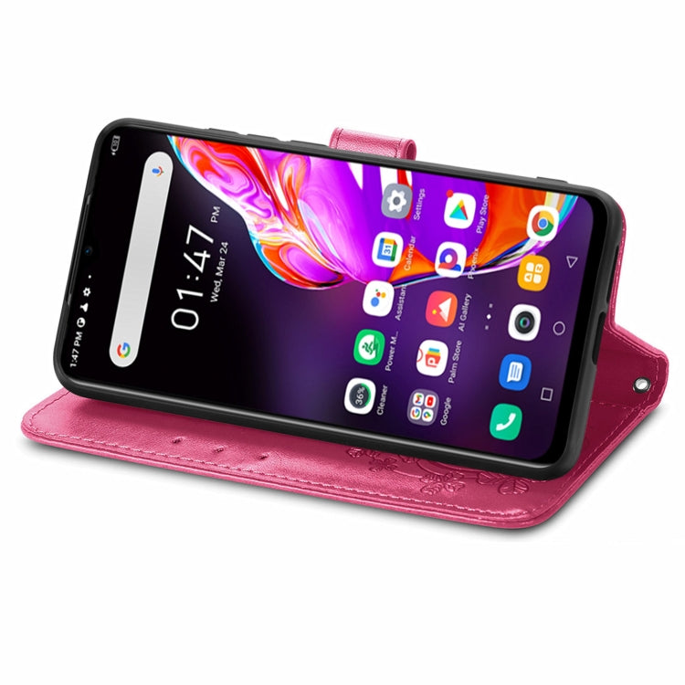 For Infinix HOT 10T Four-leaf Clasp Embossed Buckle Mobile Phone Protection Leather Case with Lanyard & Card Slot & Wallet & Bracket Function